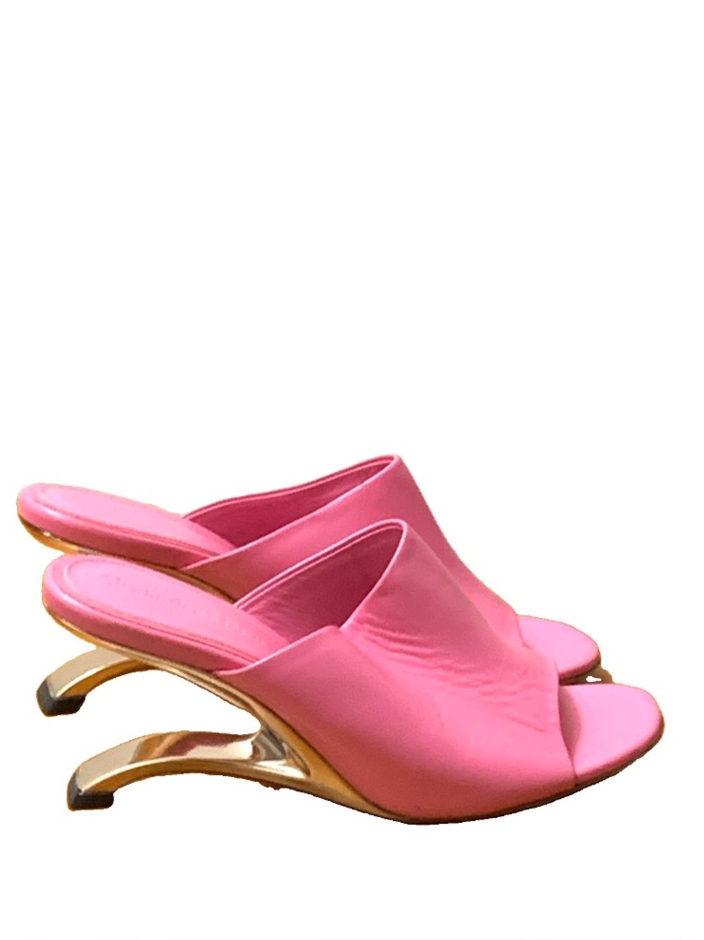 Alexander MCQUEEN Arc Pink Calfskin Wedge Mules Size IT36/US6 Preowned